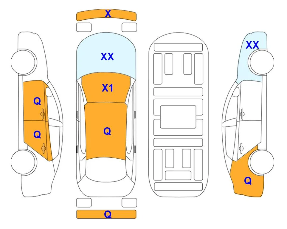 Body diagram with the marks of Lotte Auto Auction