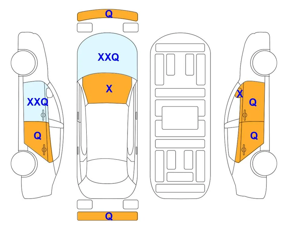Схема кузова с отметками аукциона Lotte Auto Auction
