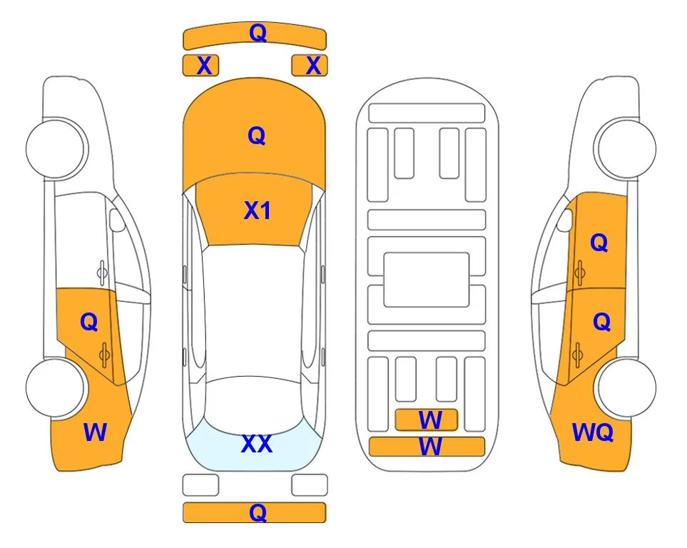 Body diagram with the marks of Lotte Auto Auction