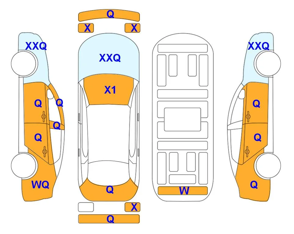 Схема кузова с отметками аукциона Lotte Auto Auction