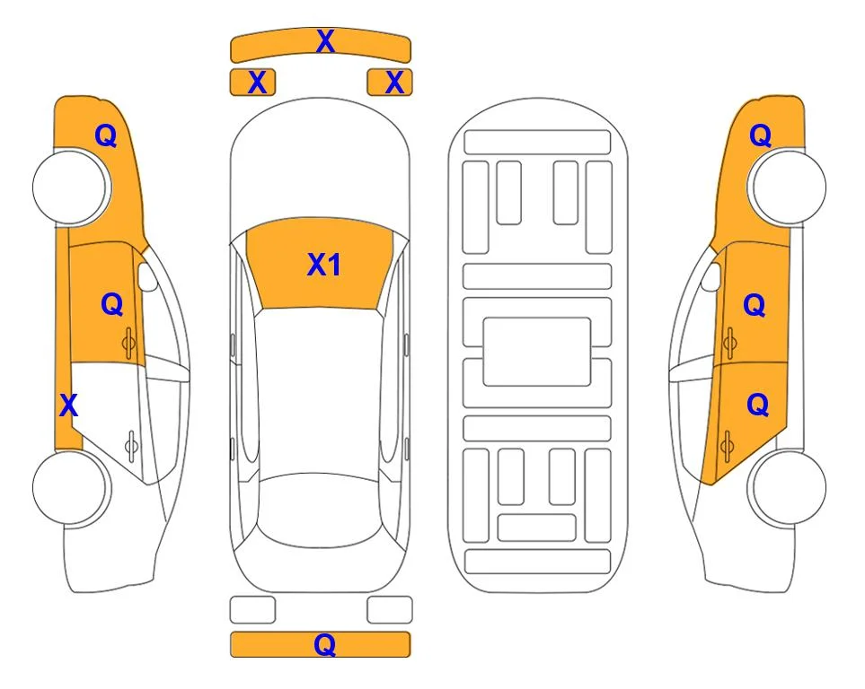 Схема кузова с отметками аукциона Lotte Auto Auction