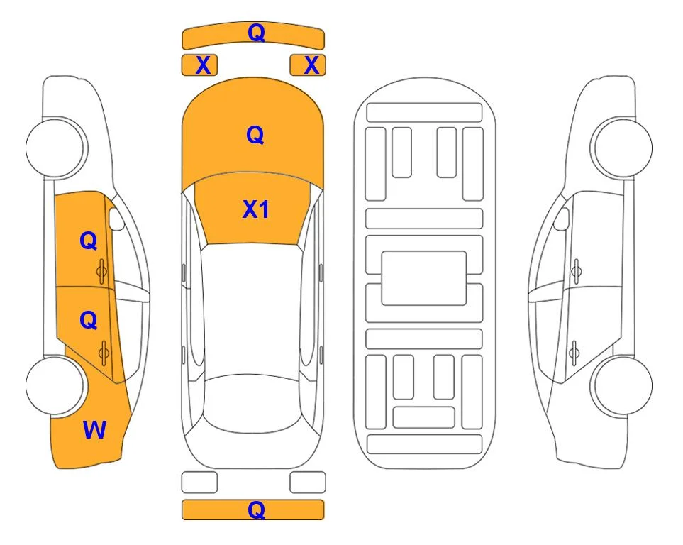 Схема кузова с отметками аукциона Lotte Auto Auction