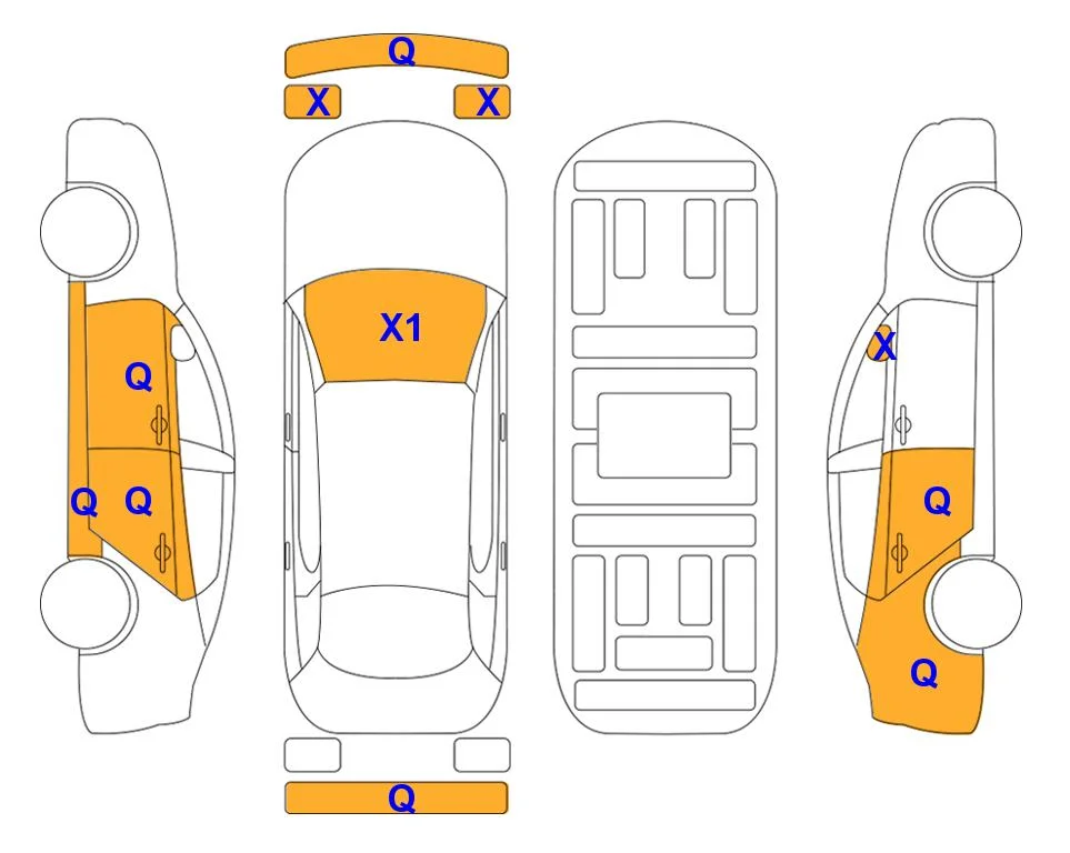 Схема кузова с отметками аукциона Lotte Auto Auction