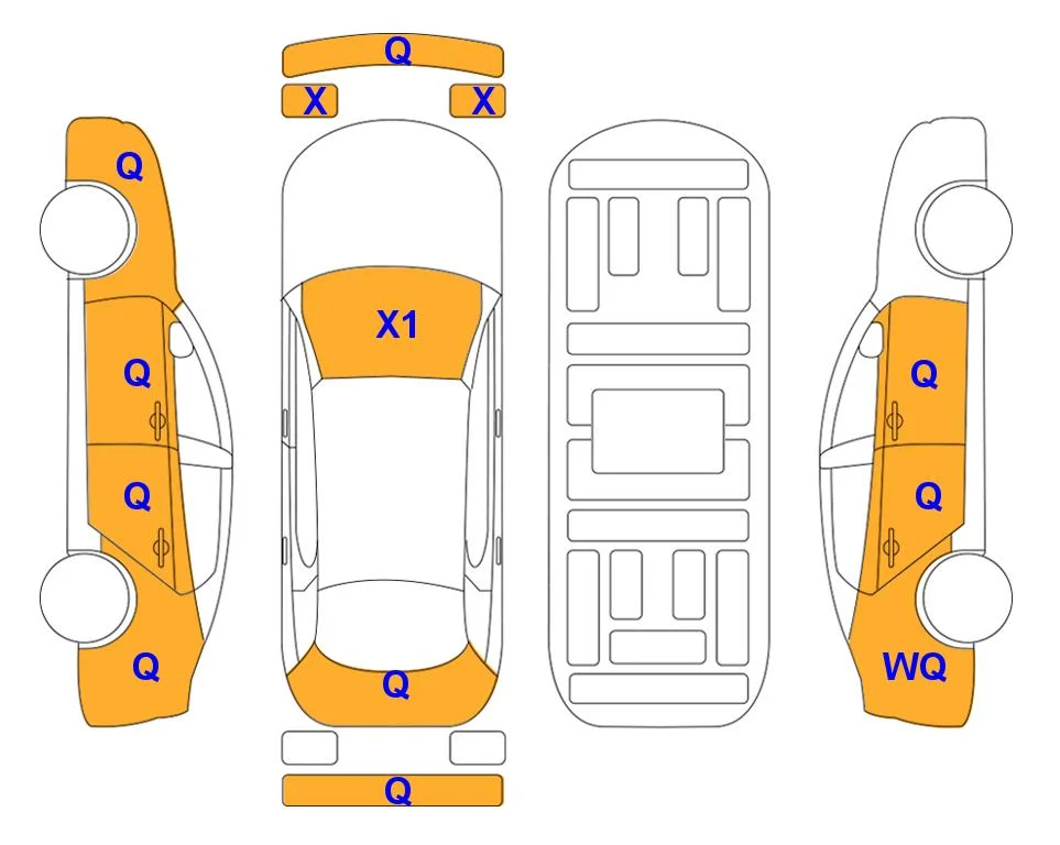 Схема кузова с отметками аукциона Lotte Auto Auction