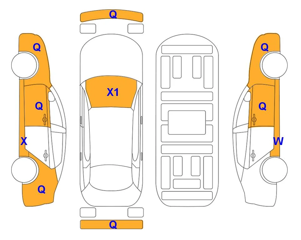 Схема кузова с отметками аукциона Lotte Auto Auction