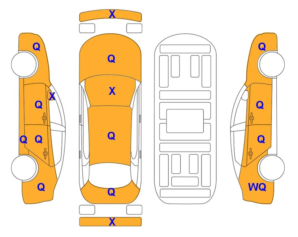 Схема кузова с отметками аукциона Lotte Auto Auction
