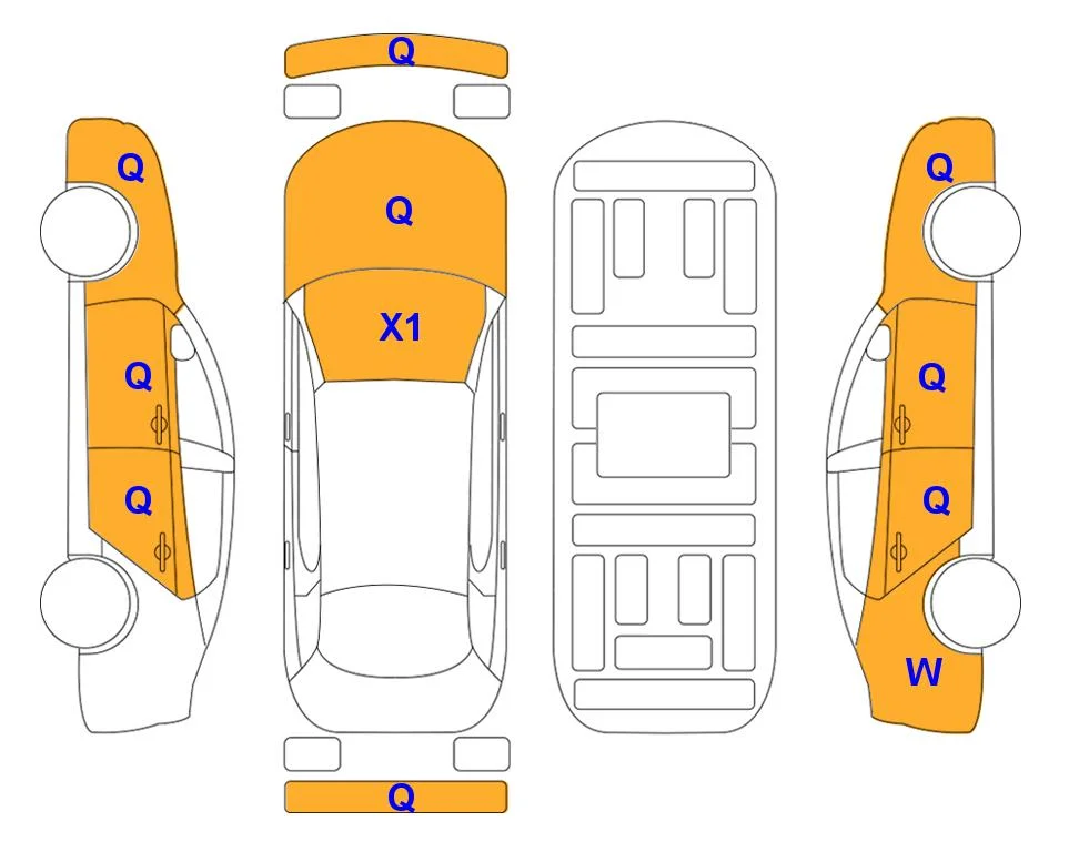Схема кузова с отметками аукциона Lotte Auto Auction