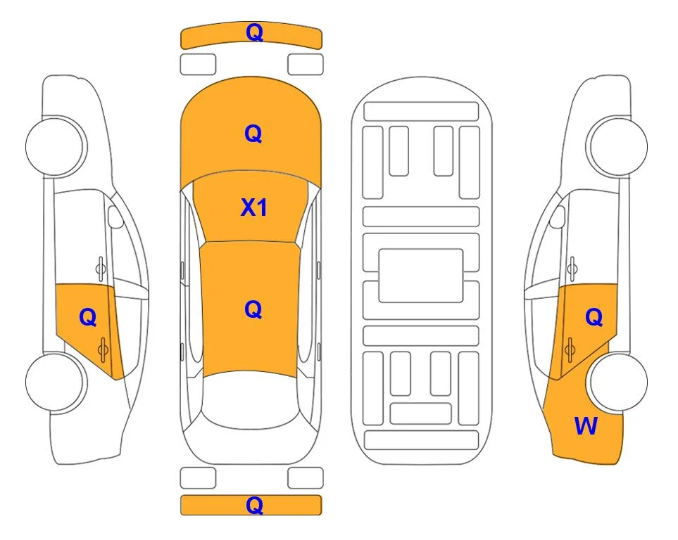 Схема кузова с отметками аукциона Lotte Auto Auction