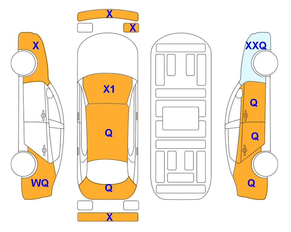 Схема кузова с отметками аукциона Lotte Auto Auction