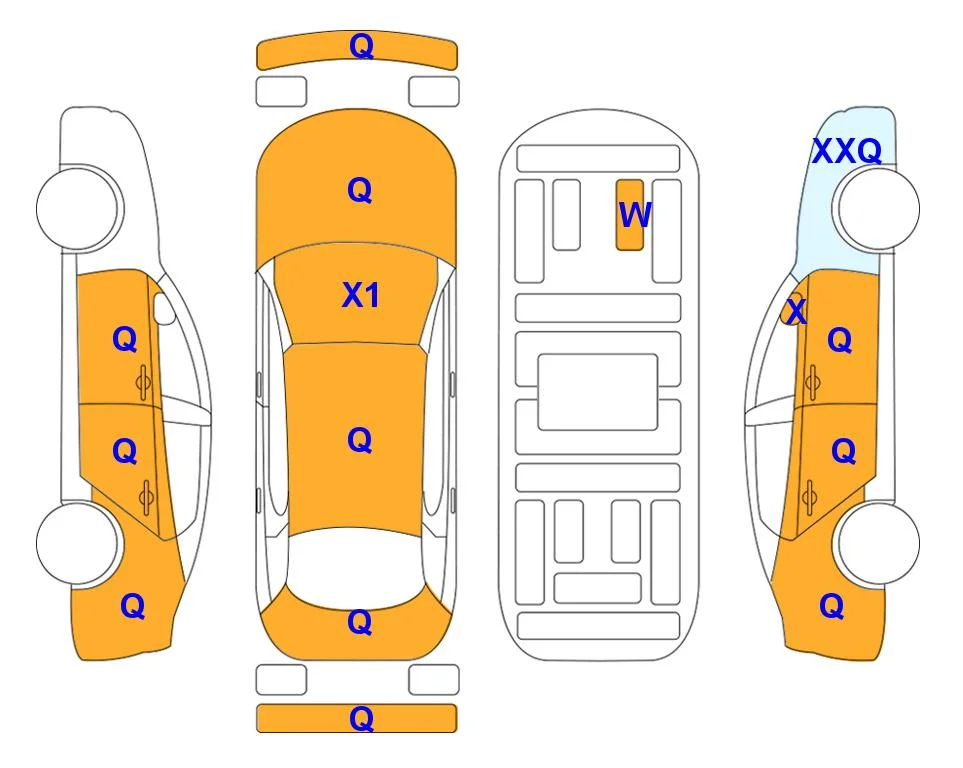 Схема кузова с отметками аукциона Lotte Auto Auction