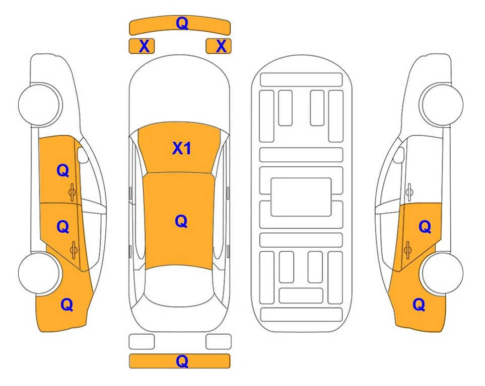 Схема кузова с отметками аукциона Lotte Auto Auction