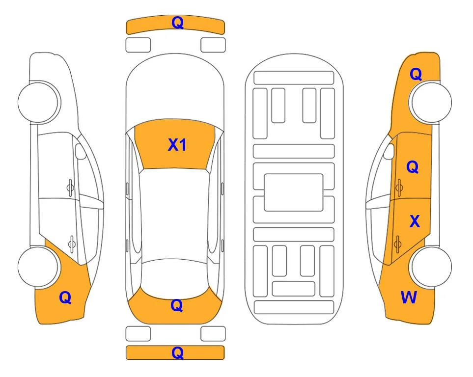 Body diagram with the marks of Lotte Auto Auction