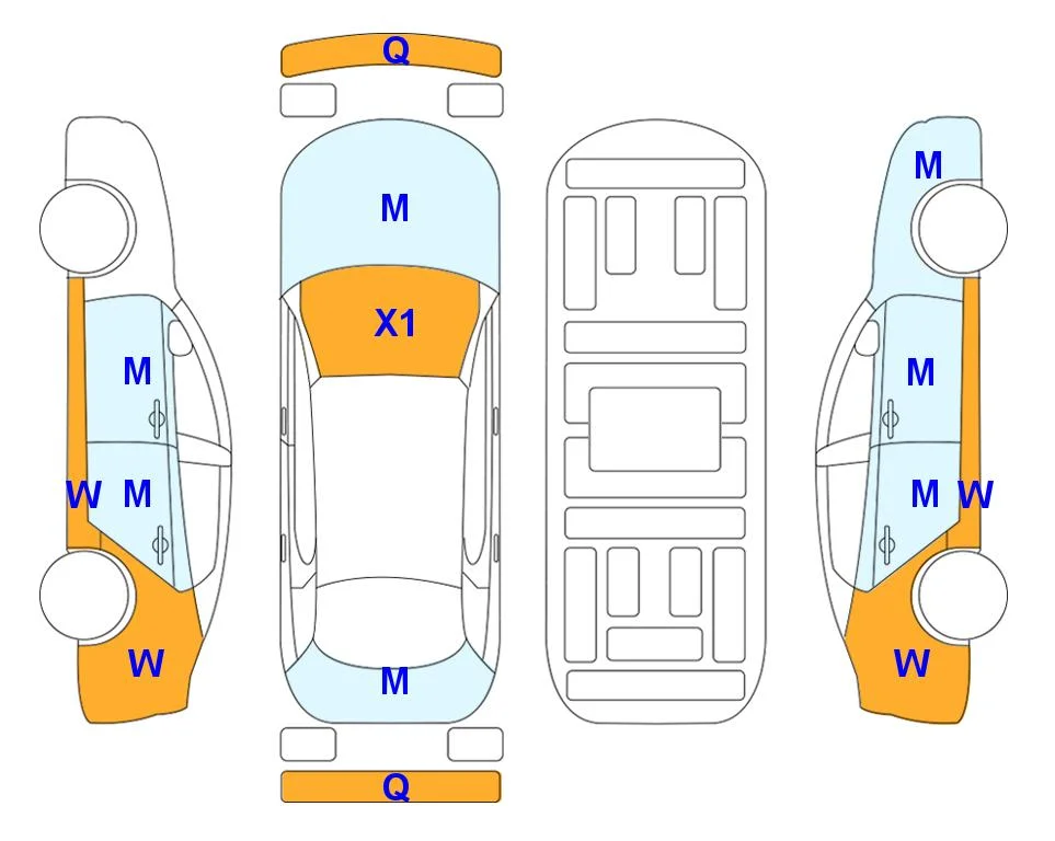 Схема кузова с отметками аукциона Lotte Auto Auction