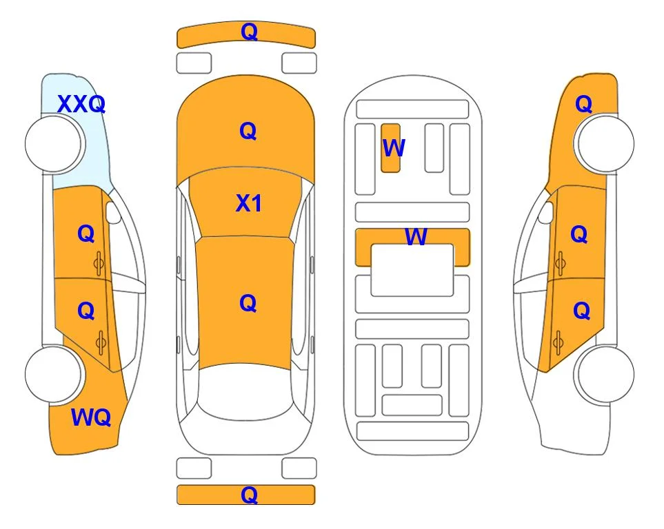 Схема кузова с отметками аукциона Lotte Auto Auction