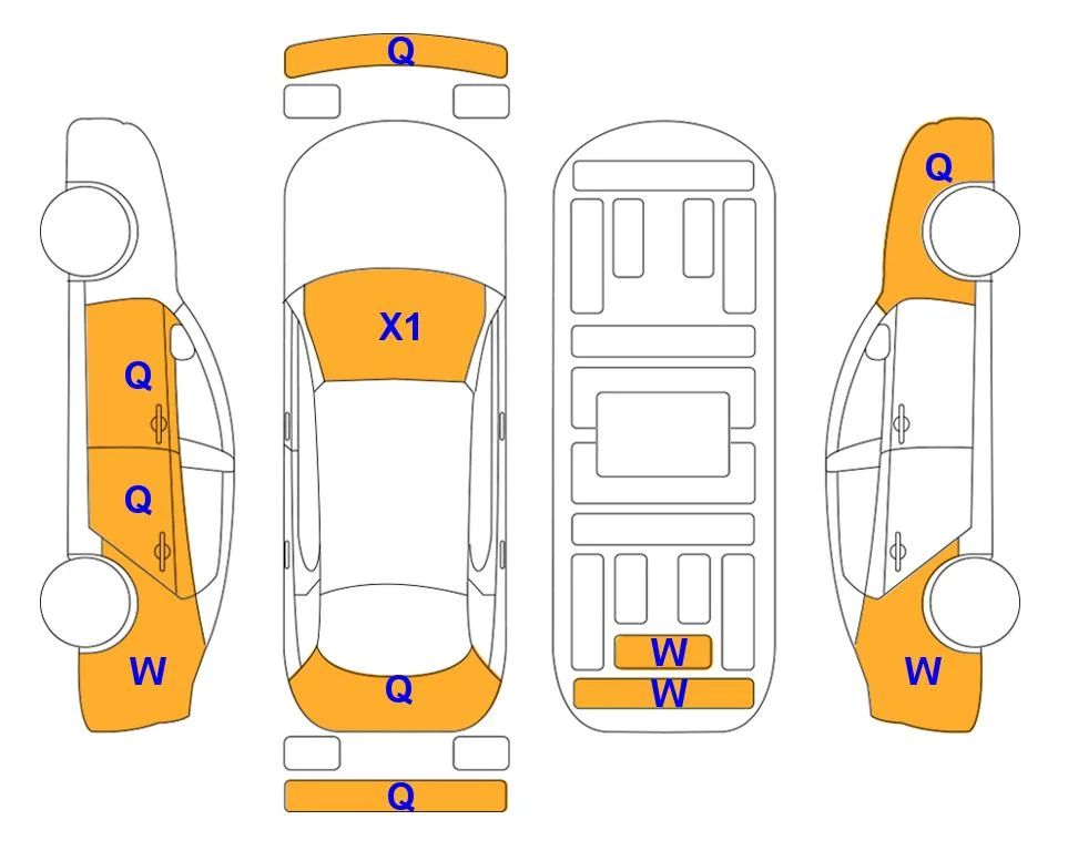 Схема кузова с отметками аукциона Lotte Auto Auction