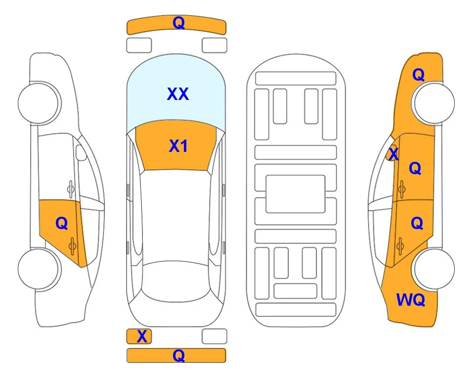 Body diagram with the marks of Lotte Auto Auction