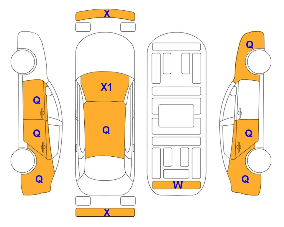 Схема кузова с отметками аукциона Lotte Auto Auction