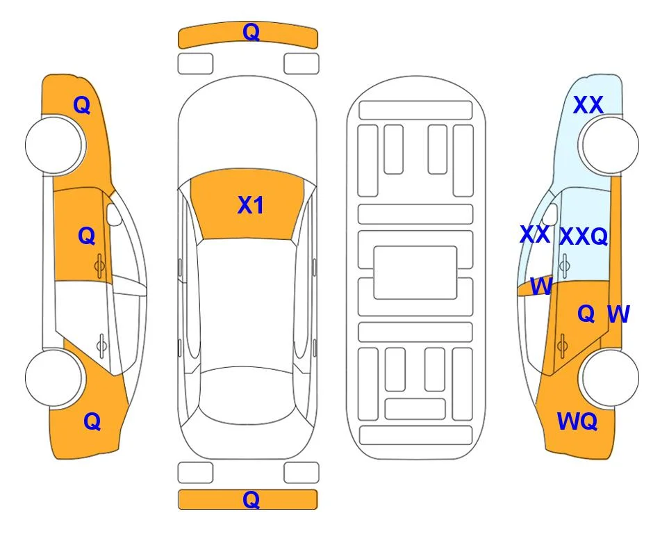 Схема кузова с отметками аукциона Lotte Auto Auction