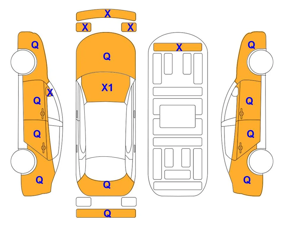 Схема кузова с отметками аукциона Lotte Auto Auction
