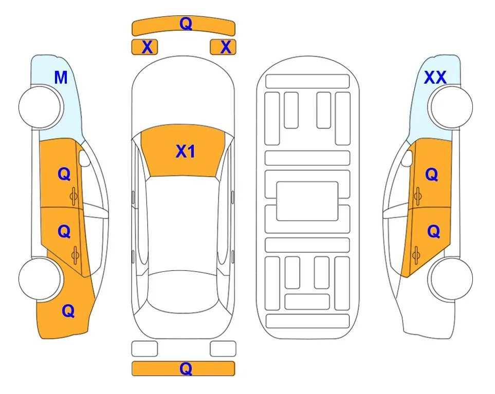 Body diagram with the marks of Lotte Auto Auction