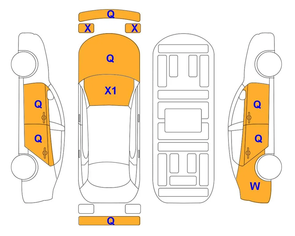 Body diagram with the marks of Lotte Auto Auction