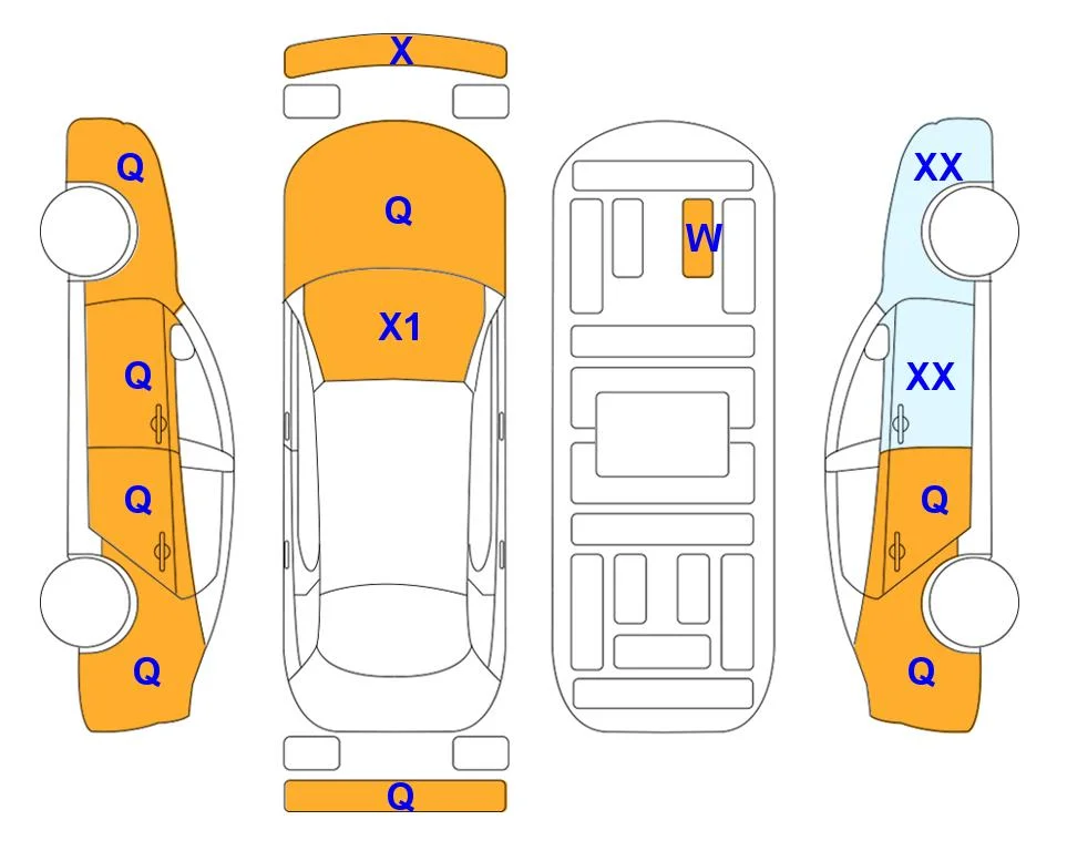 Схема кузова с отметками аукциона Lotte Auto Auction
