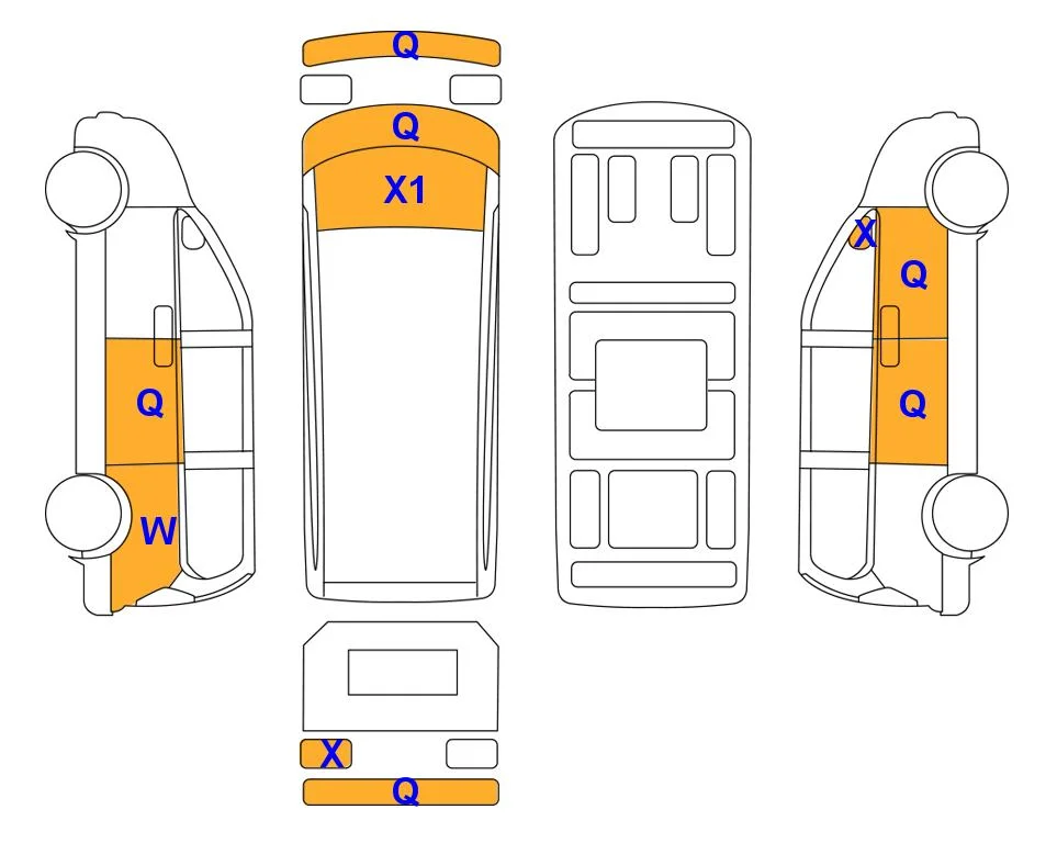 Body diagram with the marks of Lotte Auto Auction