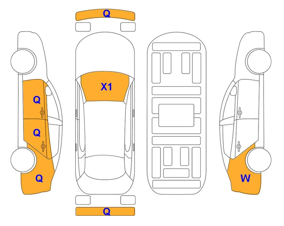 Body diagram with the marks of Lotte Auto Auction