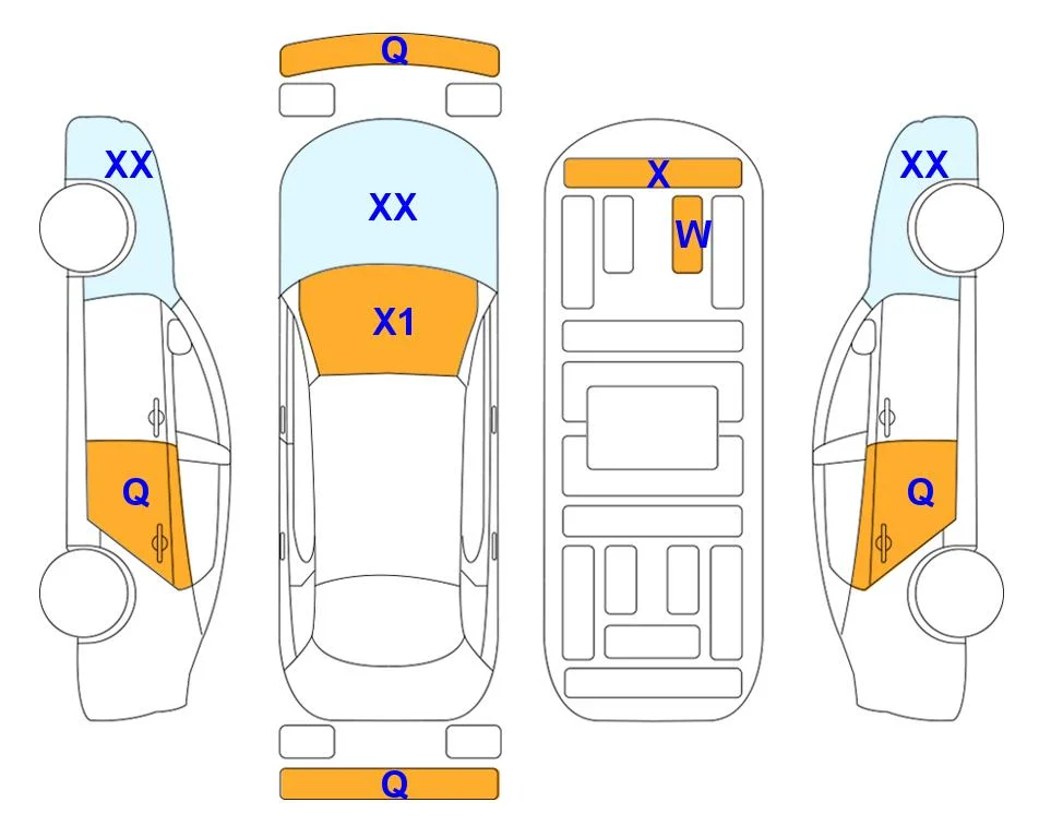 Схема кузова с отметками аукциона Lotte Auto Auction
