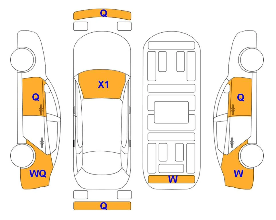 Схема кузова с отметками аукциона Lotte Auto Auction