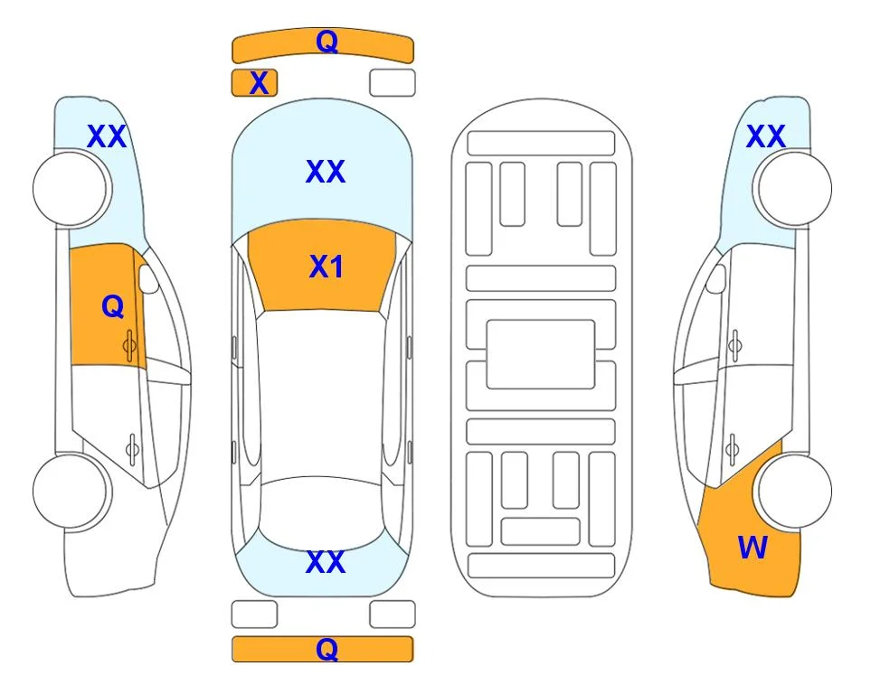 Body diagram with the marks of Lotte Auto Auction