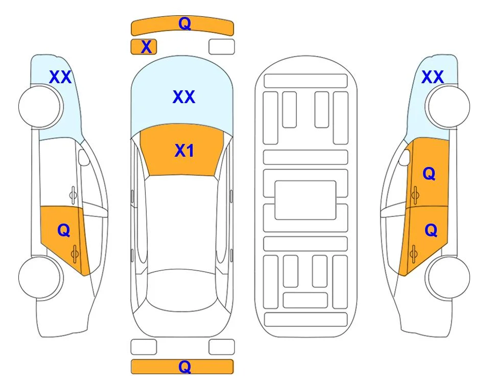 Схема кузова с отметками аукциона Lotte Auto Auction