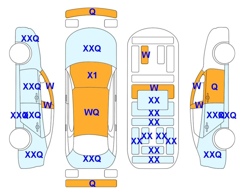 Body diagram with the marks of Lotte Auto Auction