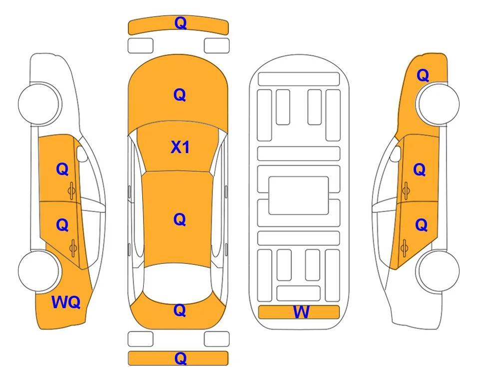 Body diagram with the marks of Lotte Auto Auction