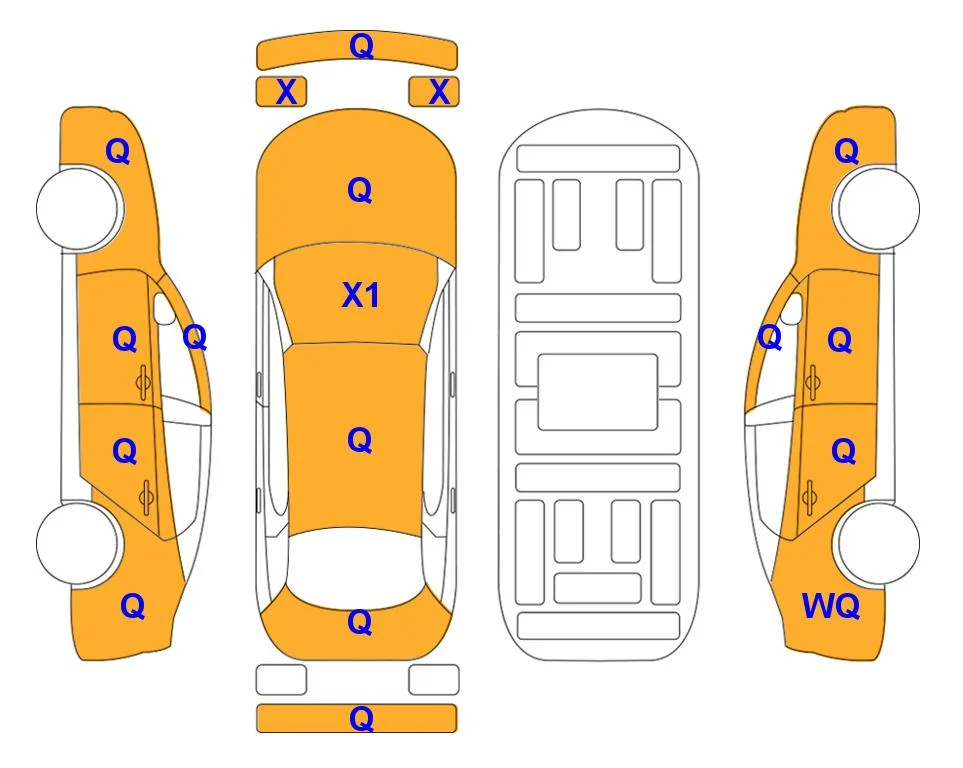 Схема кузова с отметками аукциона Lotte Auto Auction
