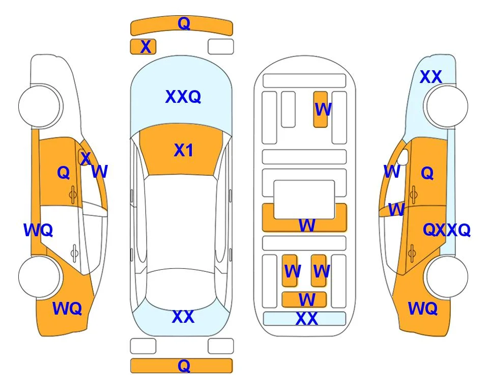 Схема кузова с отметками аукциона Lotte Auto Auction