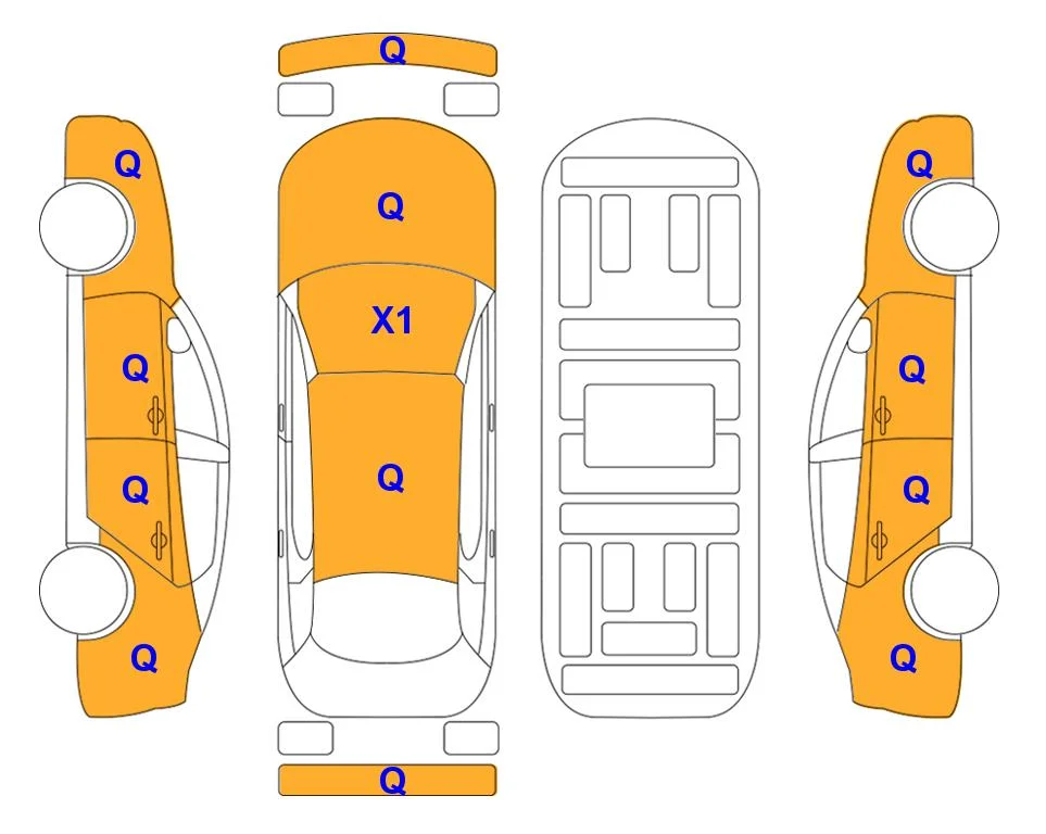 Схема кузова с отметками аукциона Lotte Auto Auction
