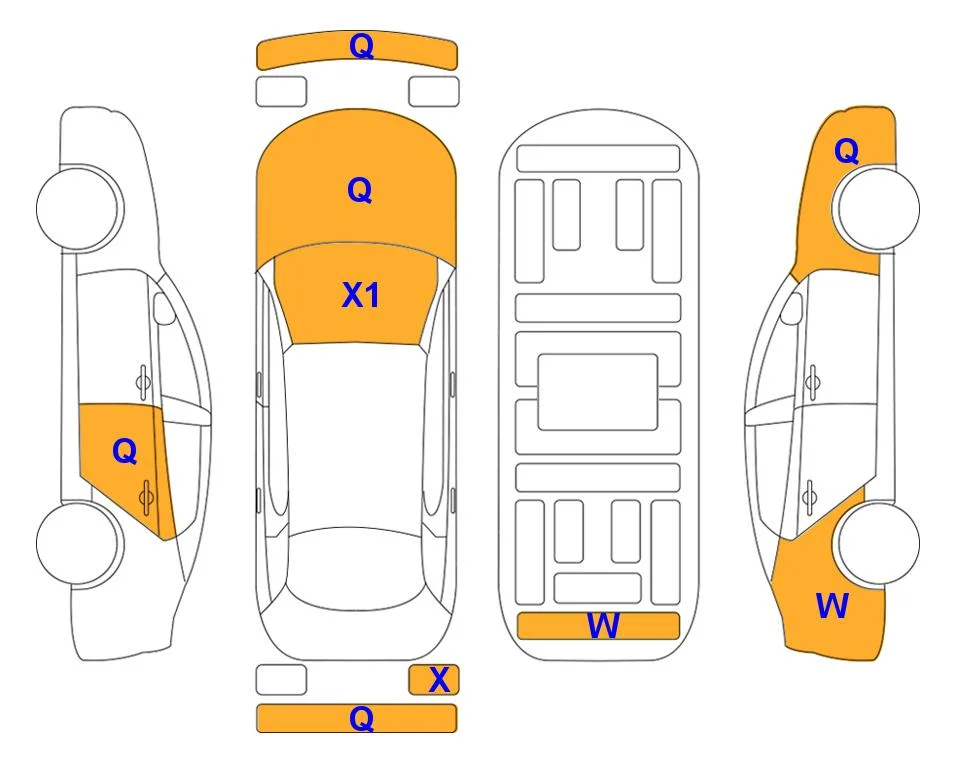 Схема кузова с отметками аукциона Lotte Auto Auction