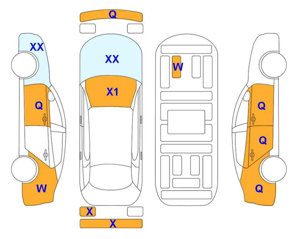 Схема кузова с отметками аукциона Lotte Auto Auction