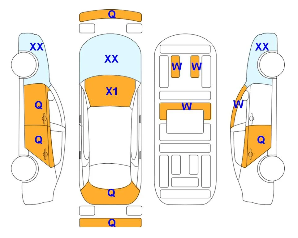 Body diagram with the marks of Lotte Auto Auction