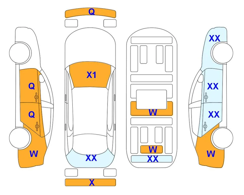 Схема кузова с отметками аукциона Lotte Auto Auction