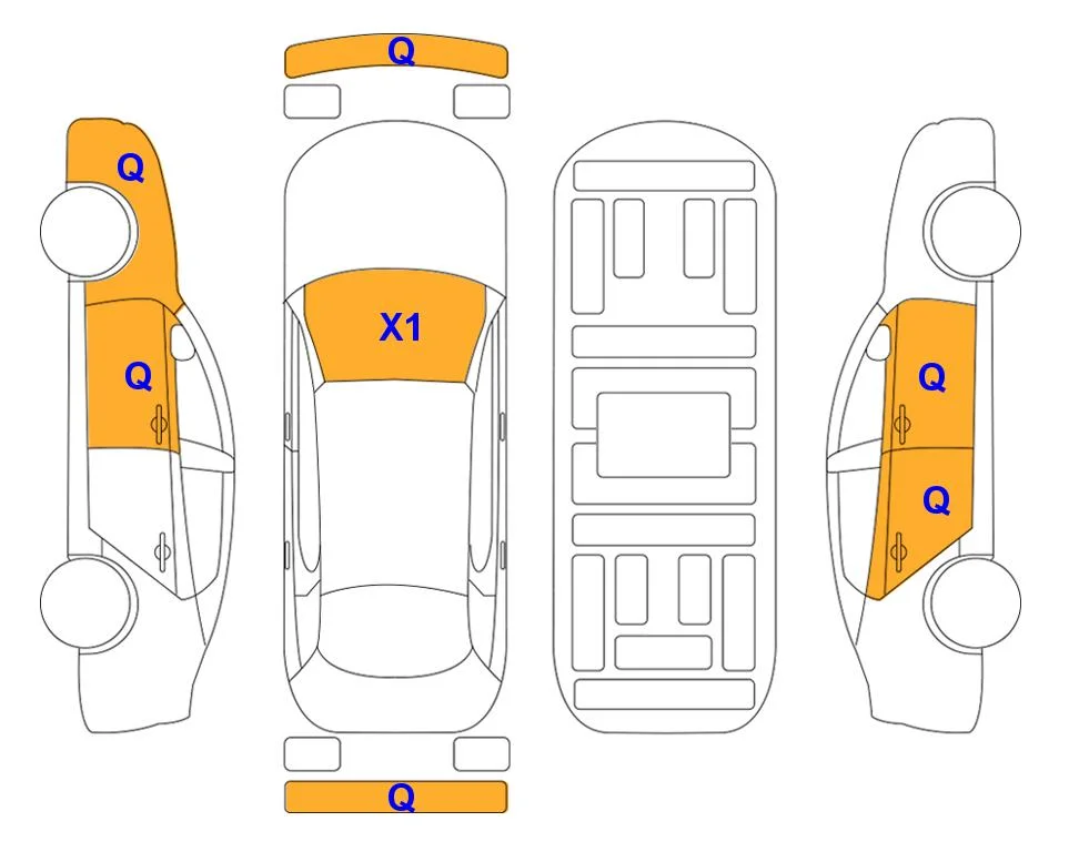 Схема кузова с отметками аукциона Lotte Auto Auction