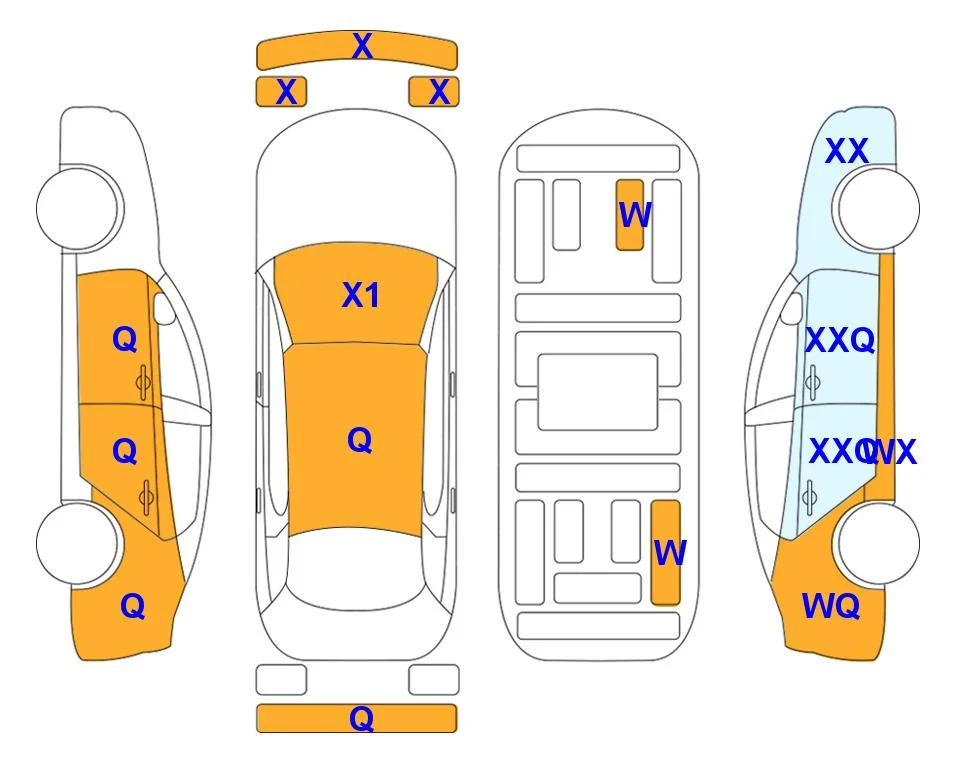 Схема кузова с отметками аукциона Lotte Auto Auction