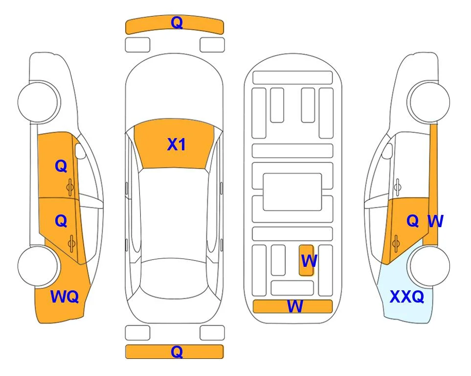 Схема кузова с отметками аукциона Lotte Auto Auction