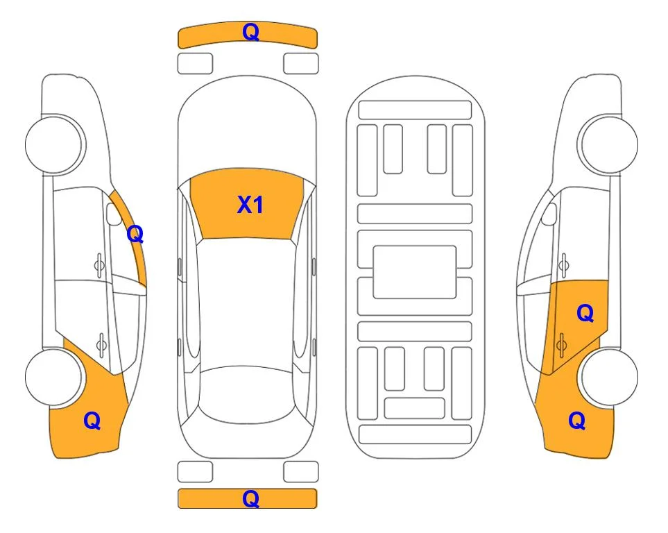 Схема кузова с отметками аукциона Lotte Auto Auction