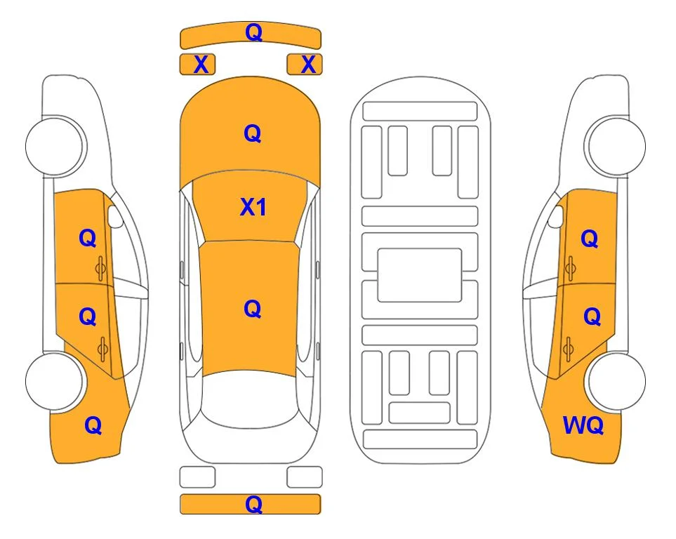 Схема кузова с отметками аукциона Lotte Auto Auction