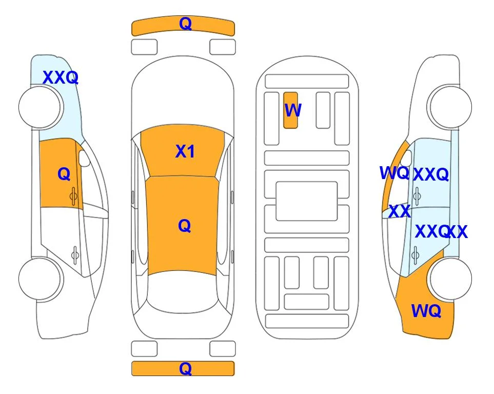 Схема кузова с отметками аукциона Lotte Auto Auction