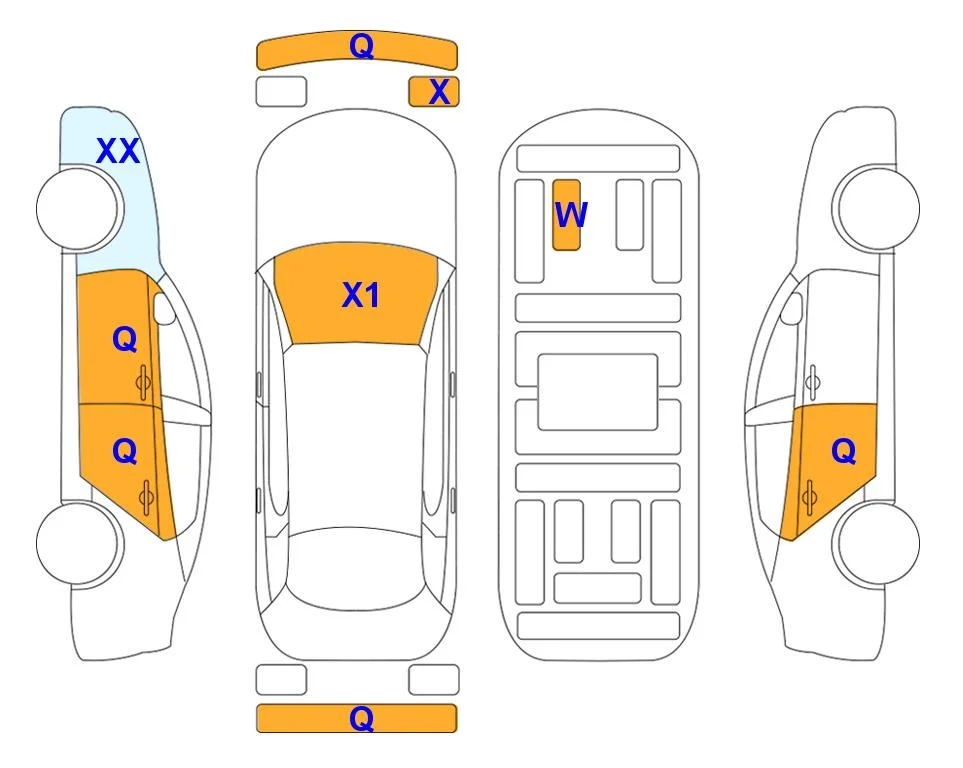 Схема кузова с отметками аукциона Lotte Auto Auction