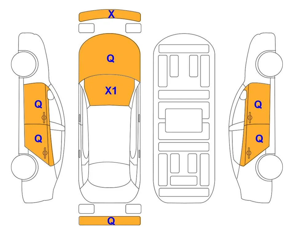 Схема кузова с отметками аукциона Lotte Auto Auction