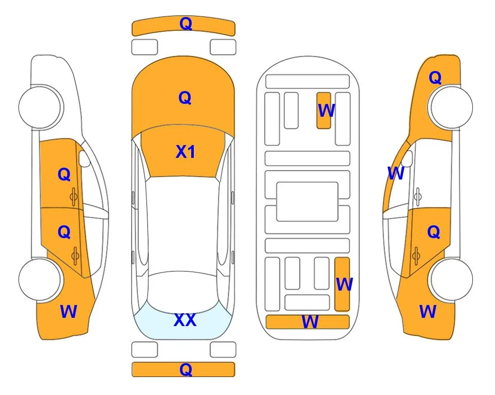 Схема кузова с отметками аукциона Lotte Auto Auction